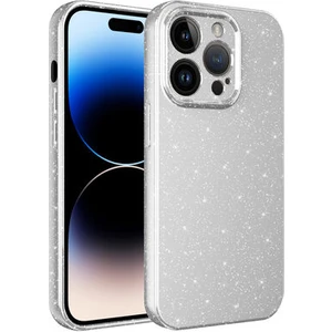 Techno Guru iPhone 14 Pro Max Kılıf Kamera Korumalı Simli Lüks Koton Kapak