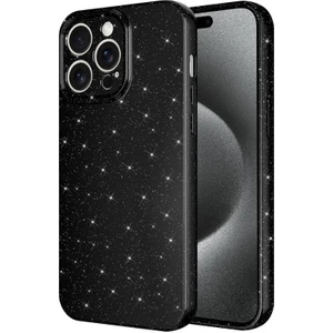 Techno Guru iPhone 15 Pro Max Kılıf Kamera Korumalı Simli Lüks Koton Kapak