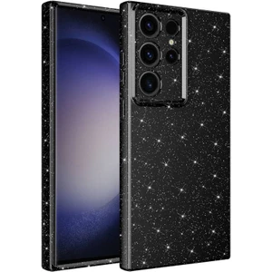 Techno Guru Samsung Galaxy S23 Ultra Kılıf Kamera Korumalı Simli Lüks Koton Kapak