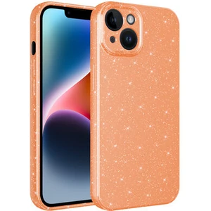 Techno Guru iPhone 14 Plus Kılıf Kamera Korumalı Simli Lüks Koton Kapak