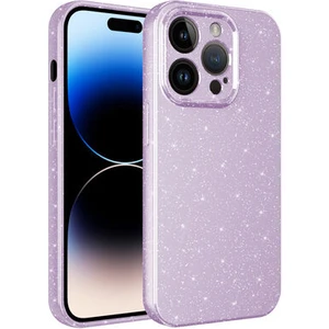 Techno Guru iPhone 14 Pro Max Kılıf Kamera Korumalı Simli Lüks Koton Kapak