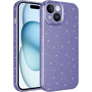 Techno Guru iPhone 15 Plus Kılıf Kamera Korumalı Simli Lüks Koton Kapak