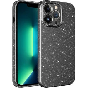 Techno Guru iPhone 12 Pro Max Kılıf Kamera Korumalı Simli Lüks Koton Kapak