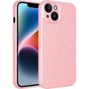 Techno Guru iPhone 14 Plus Kılıf Kamera Korumalı Simli Lüks Koton Kapak