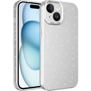 Techno Guru iPhone 15 Plus Kılıf Kamera Korumalı Simli Lüks Koton Kapak