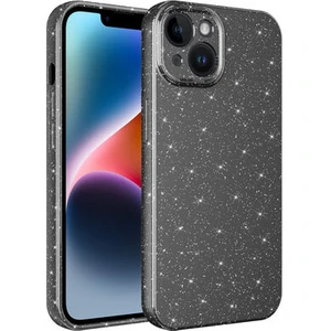 Techno Guru iPhone 14 Kılıf Kamera Korumalı Simli Lüks Koton Kapak