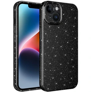 Techno Guru iPhone 14 Plus Kılıf Kamera Korumalı Simli Lüks Koton Kapak