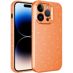 Techno Guru iPhone 14 Pro Max Kılıf Kamera Korumalı Simli Lüks Koton Kapak