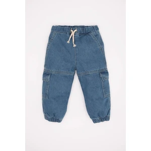 Erkek Bebek Kargo Cepli Beli ve Paçası Lastikli Bağcıklı Jean Pantolon D2521A524AU
