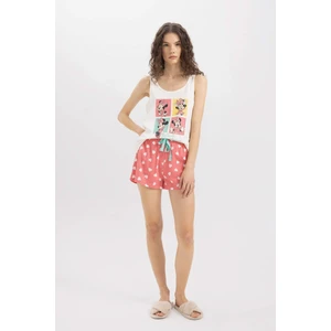 Pijama Takım Disney Mickey & Minnie Atlet Beli Lastikli Şort-Fall in Love B8740AX24SM