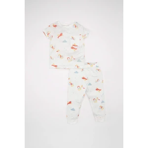 Erkek Bebek Pijama Takımı Penye Desenli Kısa Kollu Üst Beli Lastikli Uzun Alt C3521A524SM