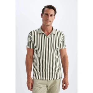 Slim Fit Dar Kesim Çizgili Kısa Kollu Polo Tişört D4795AX24SM