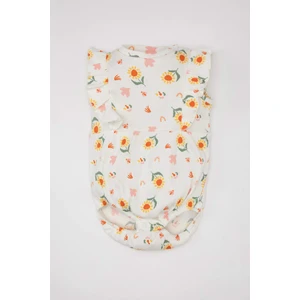 Kız Bebek Yenidoğan Çiçekli Fitilli Kaşkorse Kolsuz Tulum C8728A524SM