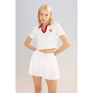 Crop Polo Yaka Sporcu Pike Kısa Kollu Tişört C5829AX24SM