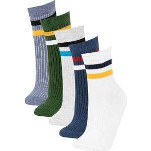 Erkek Çocuk 5'li Pamuklu Çember Desenli Uzun Çorap V8199A6NS