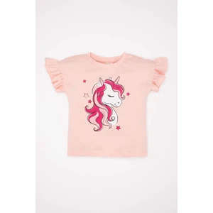 Kız Bebek Bisiklet Yaka Unicorn Baskılı Kısa Kollu Tişört C9501A524SM