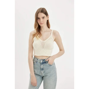 Slim Fit Dar Kesim V Yaka Askılı Örgü Kroşe Atlet A8433AX24SM