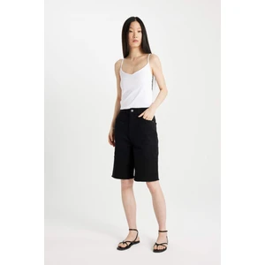 Yüksek Bel Cepli Basic Düz Gabardin Kapri D0326AX24SM