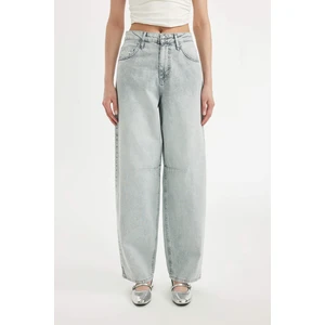 Baggy Fit Yüksek Bel Uzun Jean Yıkamalı Pantolon D0192AX24HS