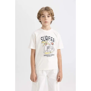 Erkek Çocuk Bisiklet Yaka Baskılı Kısa Kollu Tişört