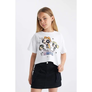 Kız Çocuk PowerPuff Girls Bisiklet Yaka Kısa Kollu Tişört C5940A824HS