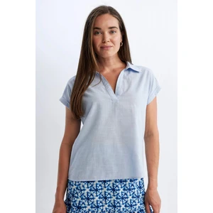 Regular Fit Flamlı Pamuk Kısa Kollu Polo Yaka Gömlek D2808AX24SM