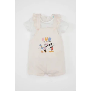 Kız Bebek 2'li Takım Disney Mickey & Minnie Kısa Kollu Tişört Kolsuz Tulum D0796A524HS