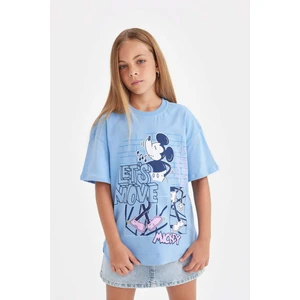 Kız Çocuk Disney Mickey & Minnie Relax Fit Bisiklet Yaka Kısa Kollu Tişört C7356A824AU