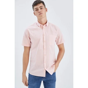 Slim Fit Dar Kesim Basic Düz %100 Pamuk Kısa Kollu Gömlek R1706AZ23SM
