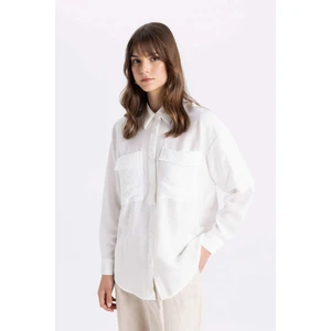 Relax Fit Uzun Kollu Beyaz Gömlek Tunik C8671AX24SM