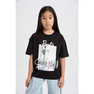 Kız Çocuk Barbie Relax Fit Bisiklet Yaka Kısa Kollu Tişört C6306A824SM