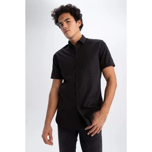 Slim Fit Dar Kesim Basic Düz %100 Pamuk Kısa Kollu Gömlek R1706AZ23SM