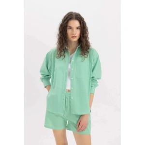 Oversize Geniş Kalıp Çizgili Poplin Uzun Kollu Gömlek C8751AX24SM