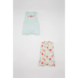 Kız Bebek Yenidoğan Desenli Penye 2'li Kolsuz Tulum C9520A524HS