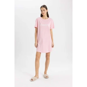 Fall in Love Bisiklet Yaka Baskılı Kısa Kollu Gecelik C1762AX24SM