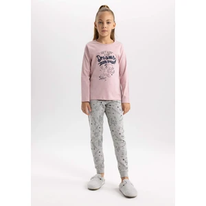 Kız Çocuk Desenli Uzun Kollu Pijama Takımı B3558A823WN