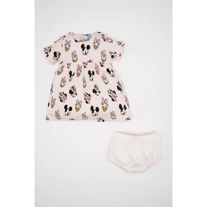 Kız Bebek 2'li Takım Disney Mickey & Minnie Fitilli Kaşkorse Kısa Kollu Elbise Külot D0795A524HS