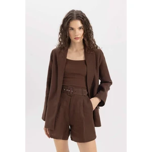 Oversize Geniş Kalıp Düğmeli Basic Düz Keten Blazer Ceket C1437AX24SM