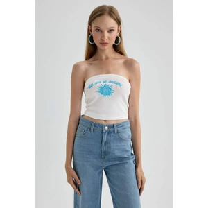 Baskılı Fitilli Kaşkorse Straplez Bluz B3998AX23HS