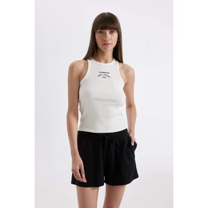 Slim Fit Dar Kesim Baskılı Halter Yaka Fitilli Kaşkorse Atlet D3606AX24SM