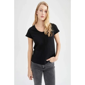 Regular Fit V Yaka Kısa Kollu %100 Pamuk Tişört K1507AZ22SM
