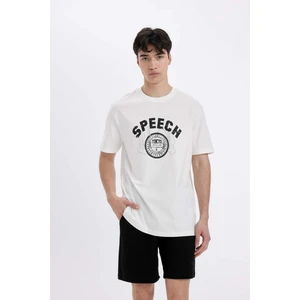 Regular Fit Bisiklet Yaka Baskılı Kısa Kollu Tişört D4769AX24SM