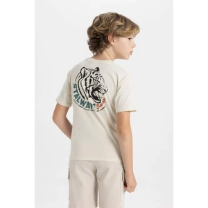 Erkek Çocuk Bisiklet Yaka Baskılı Kısa Kollu Tişört