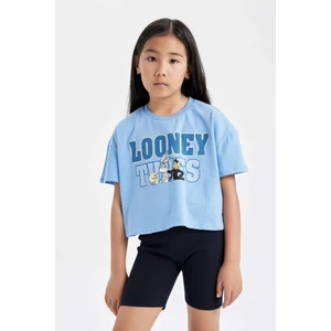 Kız Çocuk Looney Tunes Bisiklet Yaka Kısa Kollu Crop Tişört C4823A824SM