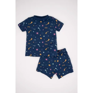Kız Bebek Penye Pijama Takımı Yıldız Desenli Karanlıkta Parlayan Kısa Kollu Üst Şort C3483A524HS