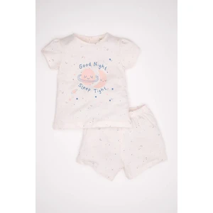 Kız Bebek Pijama Takım Karanlıkta Parlayan Penye Kısa Kollu Üst Beli Lastikli Şort Alt C5066A524HS
