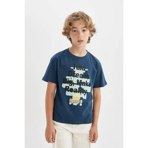 Erkek Çocuk Bisiklet Yaka Baskılı Kısa Kollu Tişört C4660A824SM