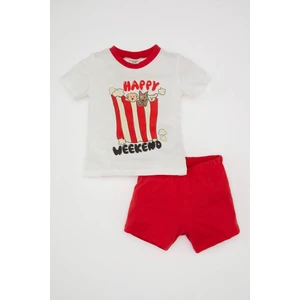 Erkek Bebek Pijama Takım Baskılı Penye Kısa Kollu Üst Beli Lastikli Şort Alt C5199A524HS