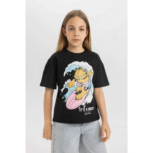 Kız Çocuk Garfield Relax Fit Bisiklet Yaka Kısa Kollu Tişört C5941A824HS