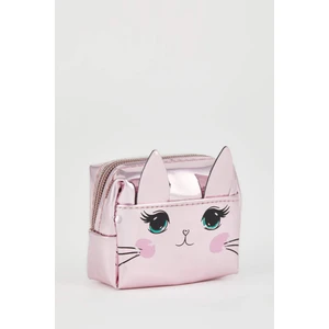 Kadın Kedi Baskılı Fermuarlı Bozuk Para Cüzdanı W6316AZNS
